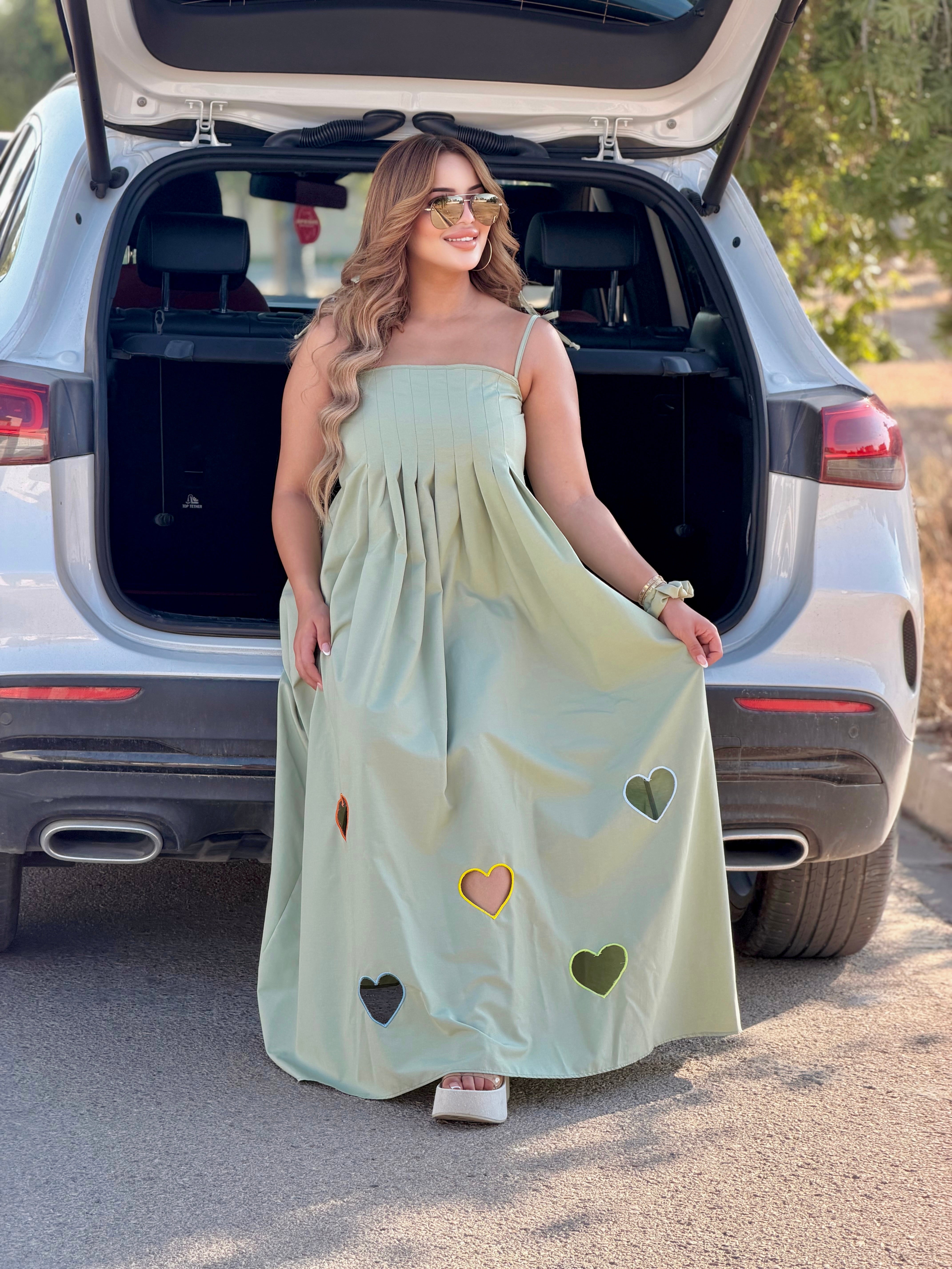 Robe Maxi "Cœur Bohème" Fluide (avec chouchou assorti)
