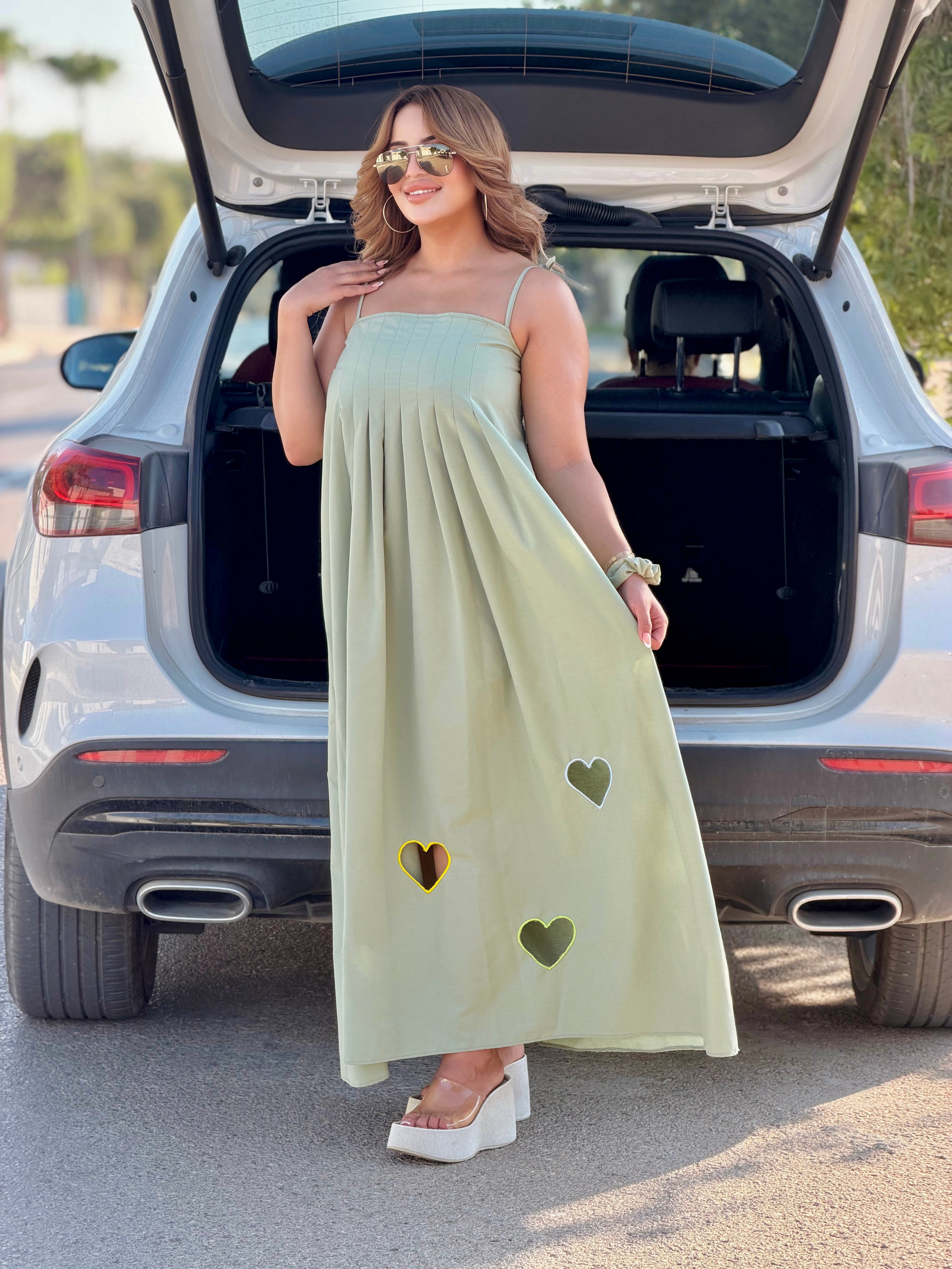 Robe Maxi "Cœur Bohème" Fluide (avec chouchou assorti)