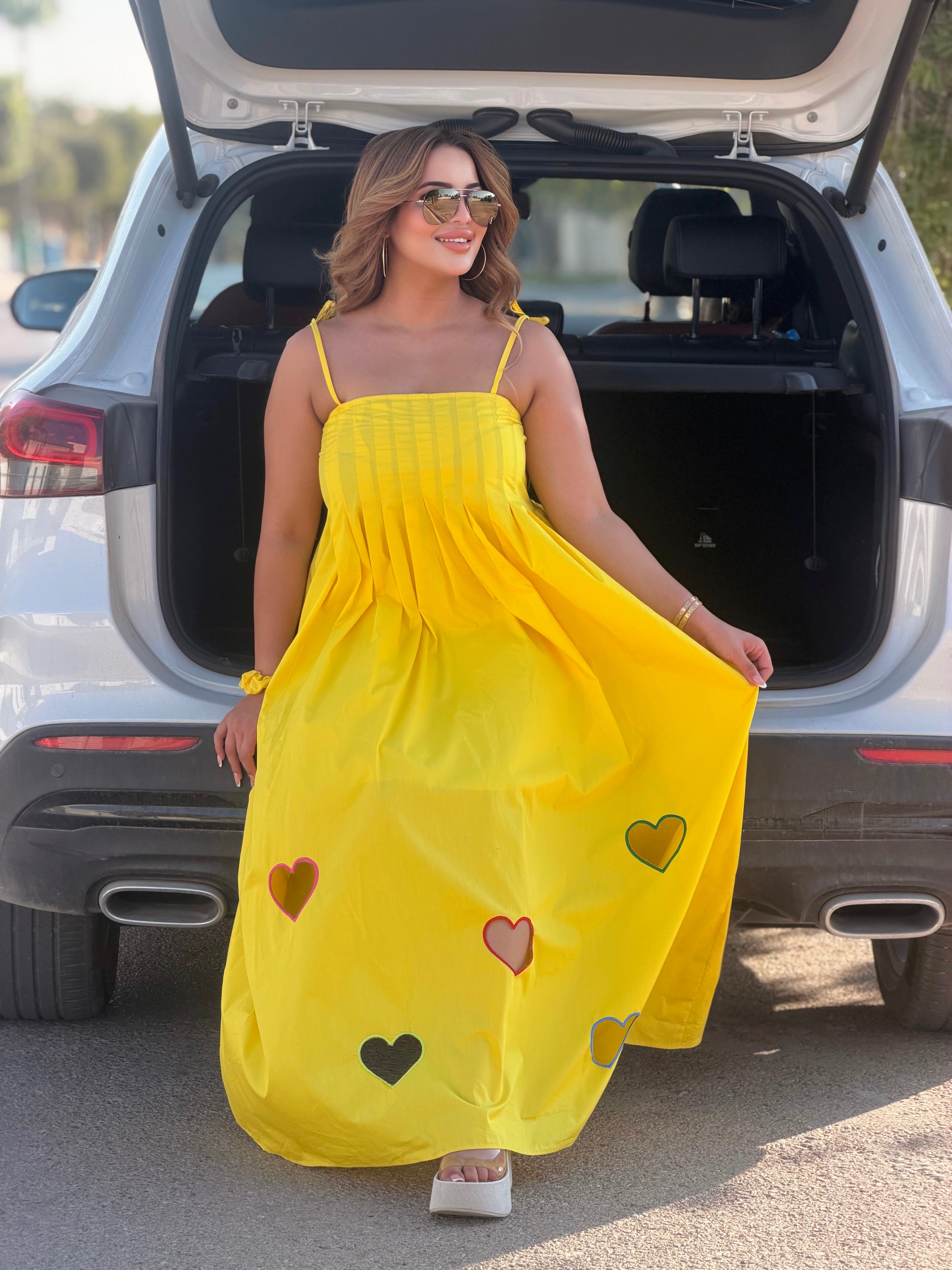 Robe Maxi "Cœur Bohème" Fluide (avec chouchou assorti)