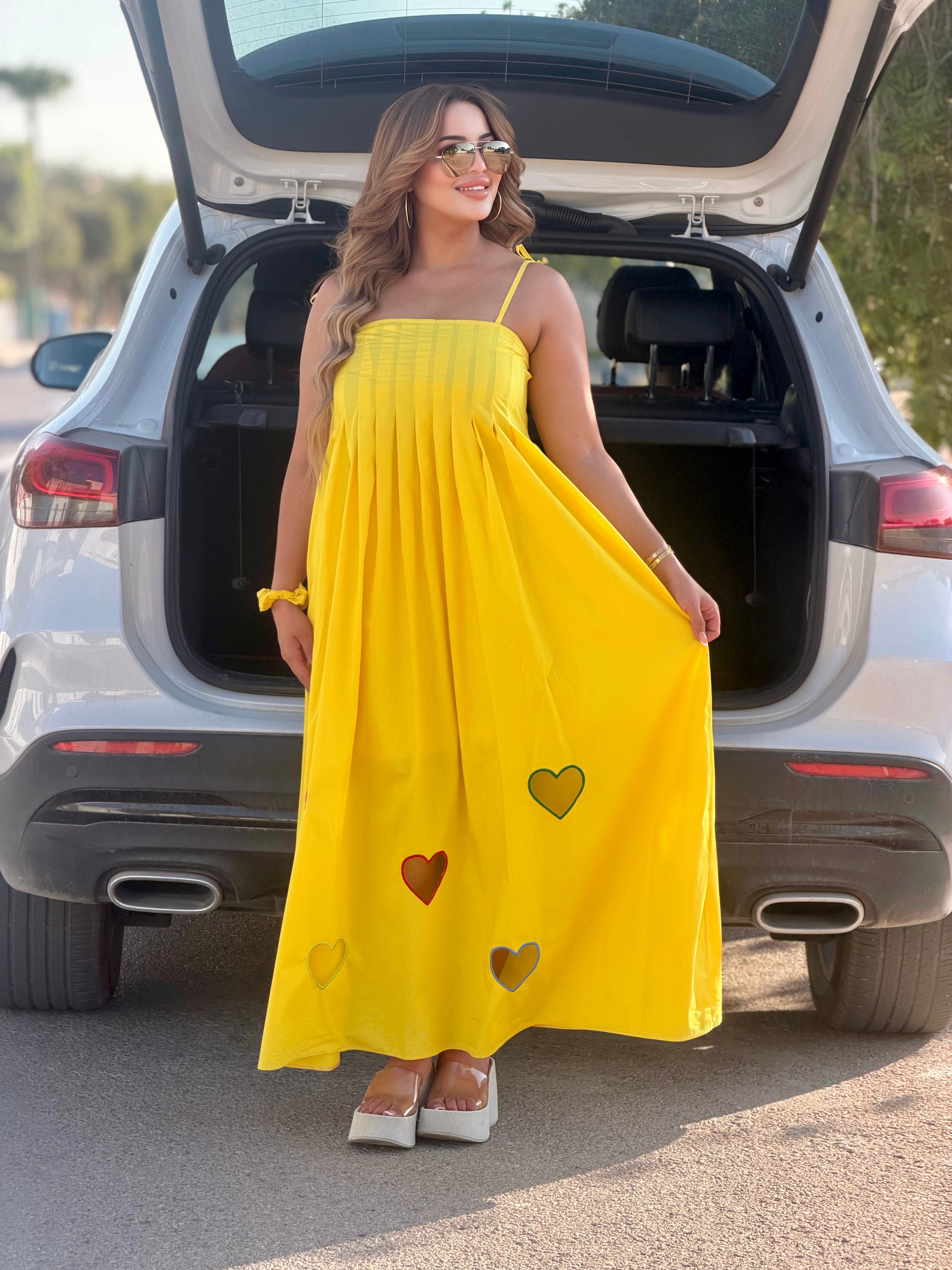 Robe Maxi "Cœur Bohème" Fluide (avec chouchou assorti)