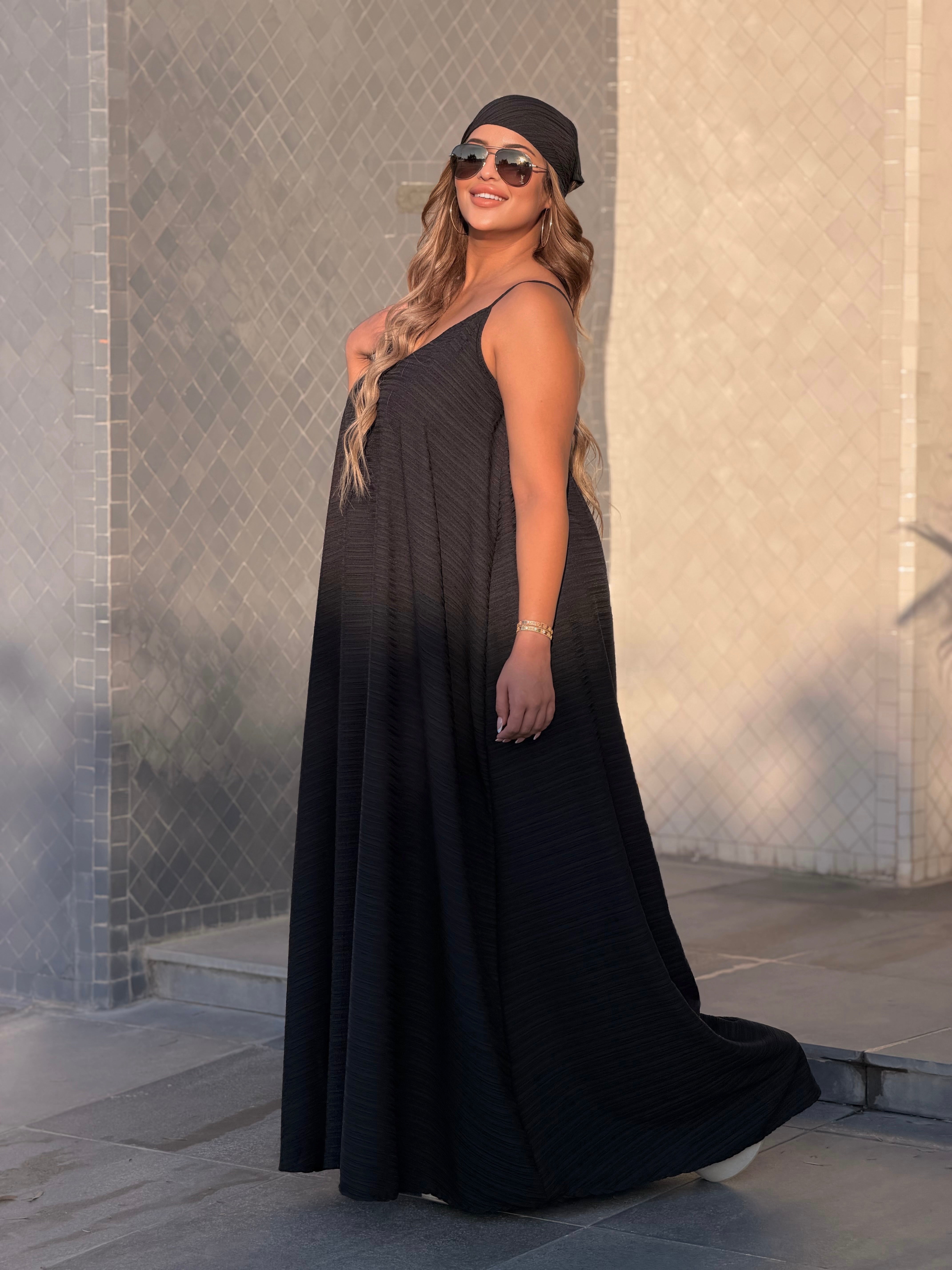 Robe Maxi Texturée Évasion Bohème (avec bandana assorti)