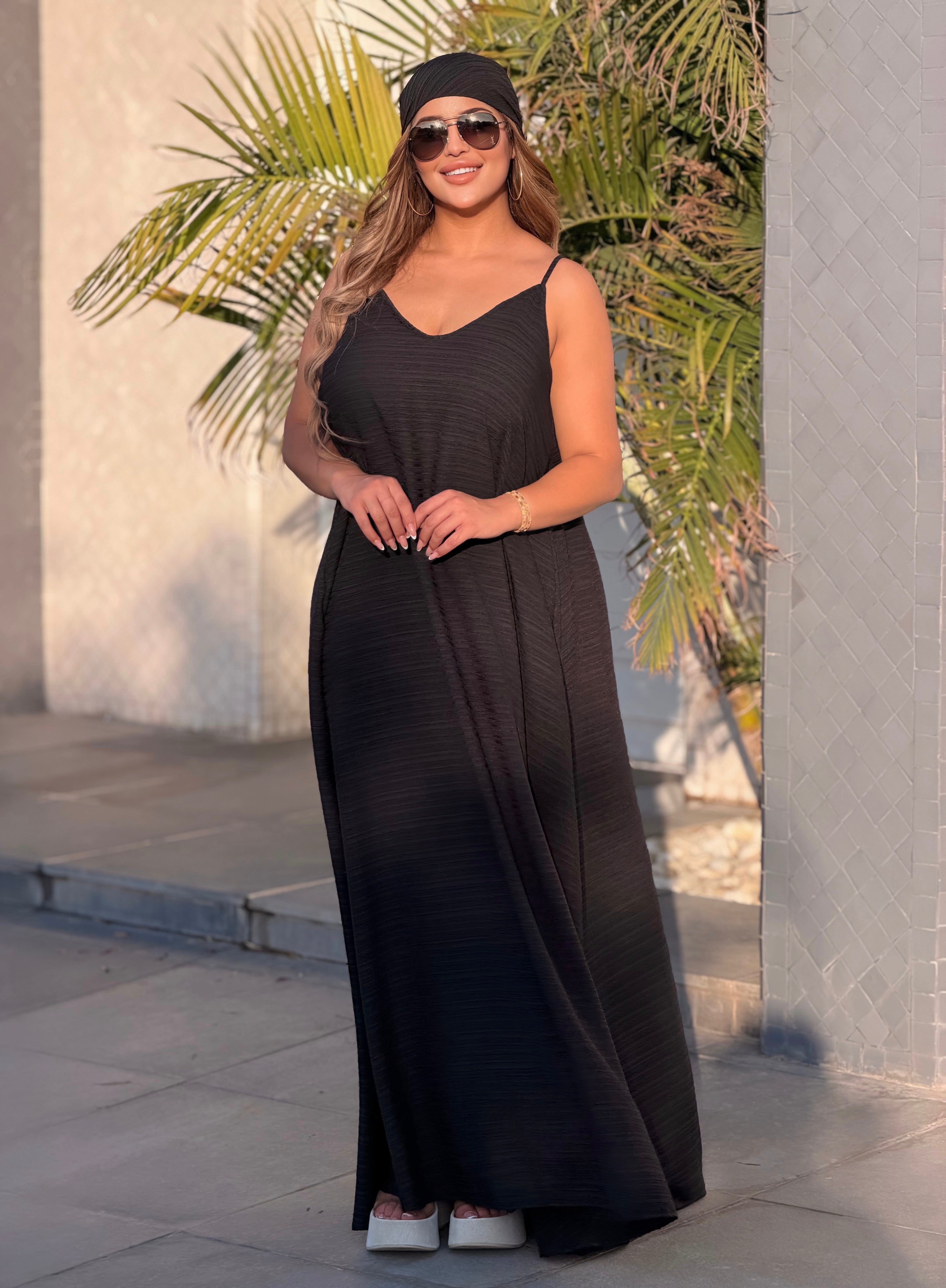 Robe Maxi Texturée Évasion Bohème (avec bandana assorti)