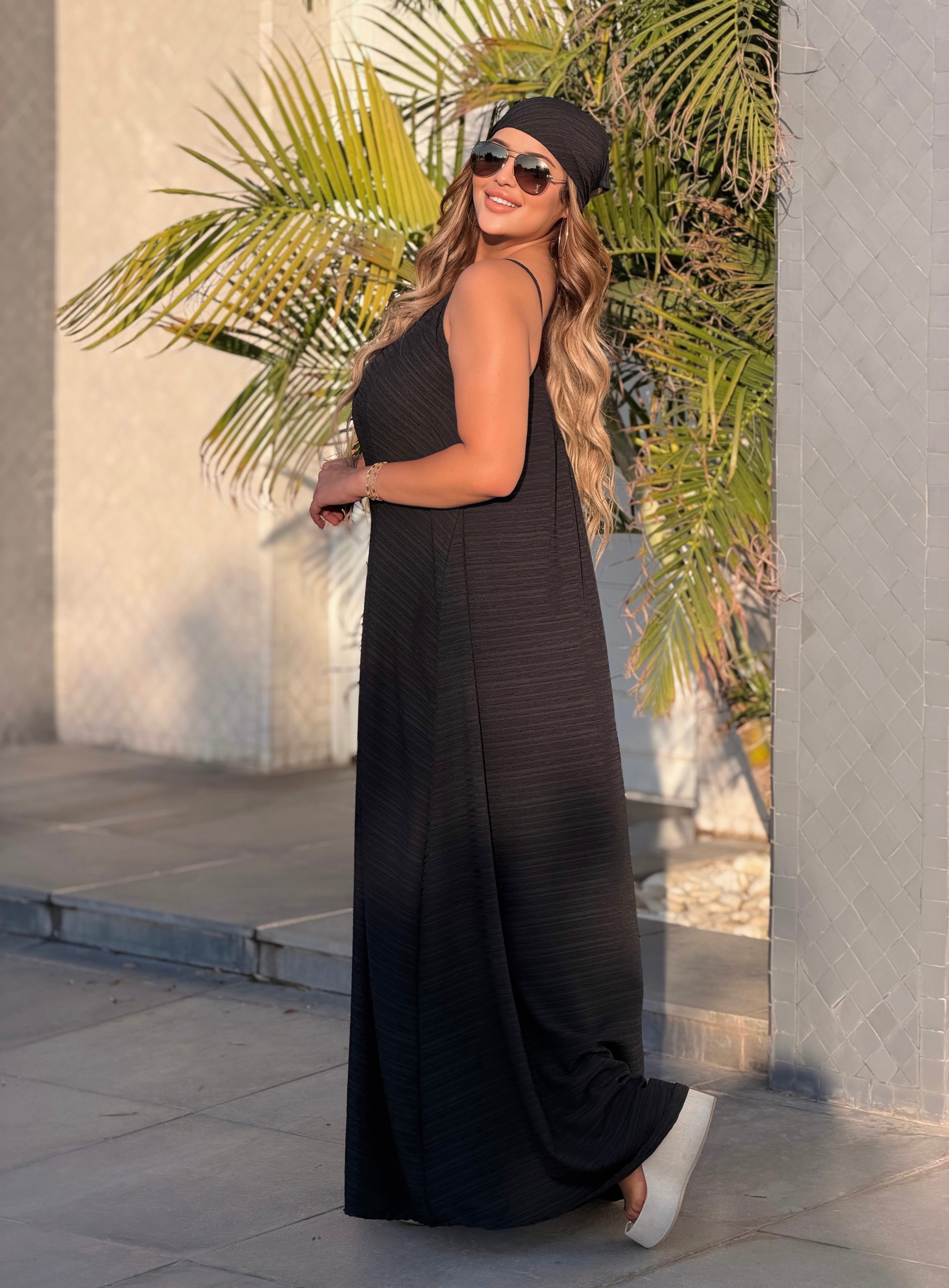 Robe Maxi Texturée Évasion Bohème (avec bandana assorti)