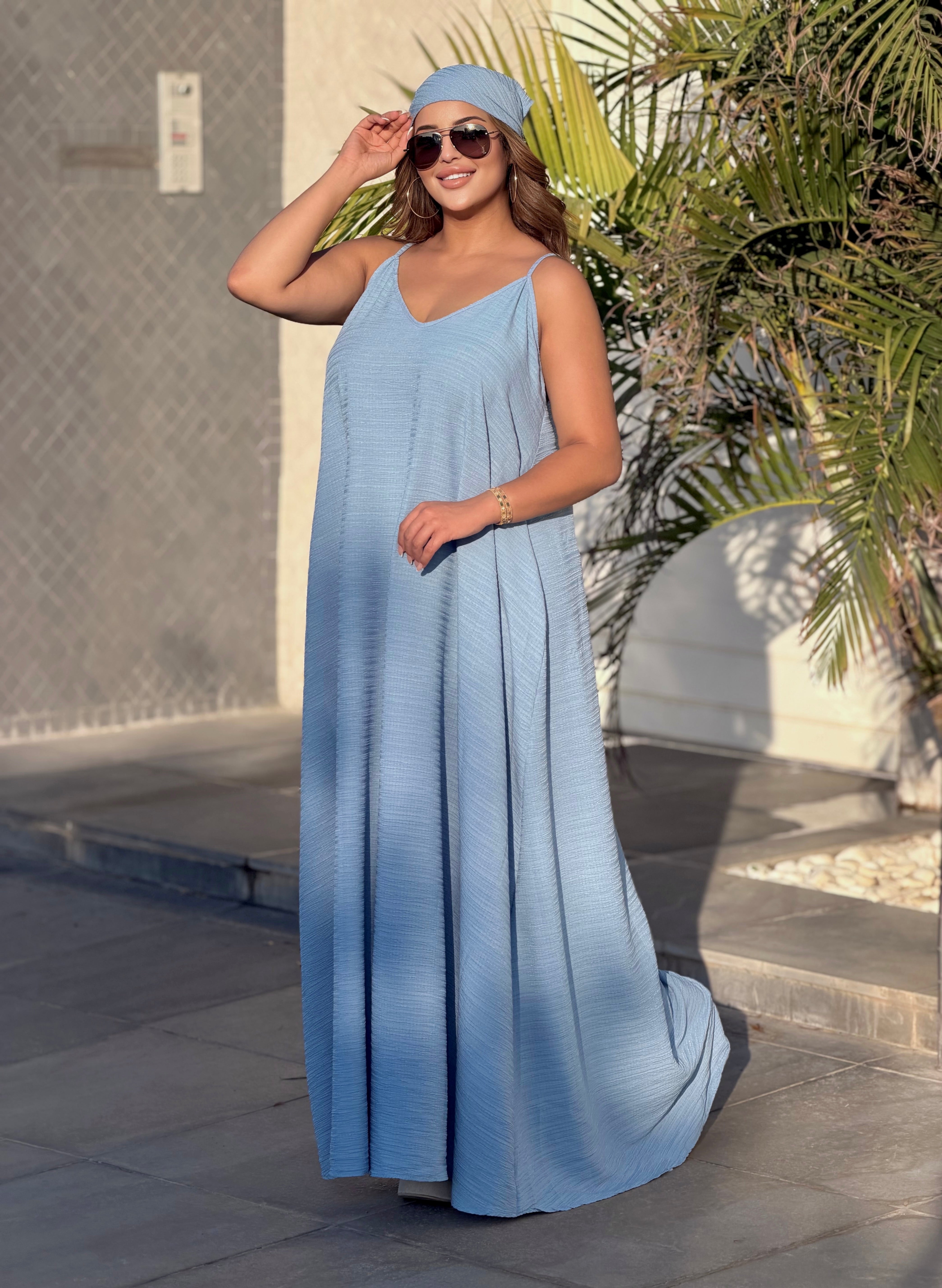 Robe Maxi Texturée Évasion Bohème (avec bandana assorti)