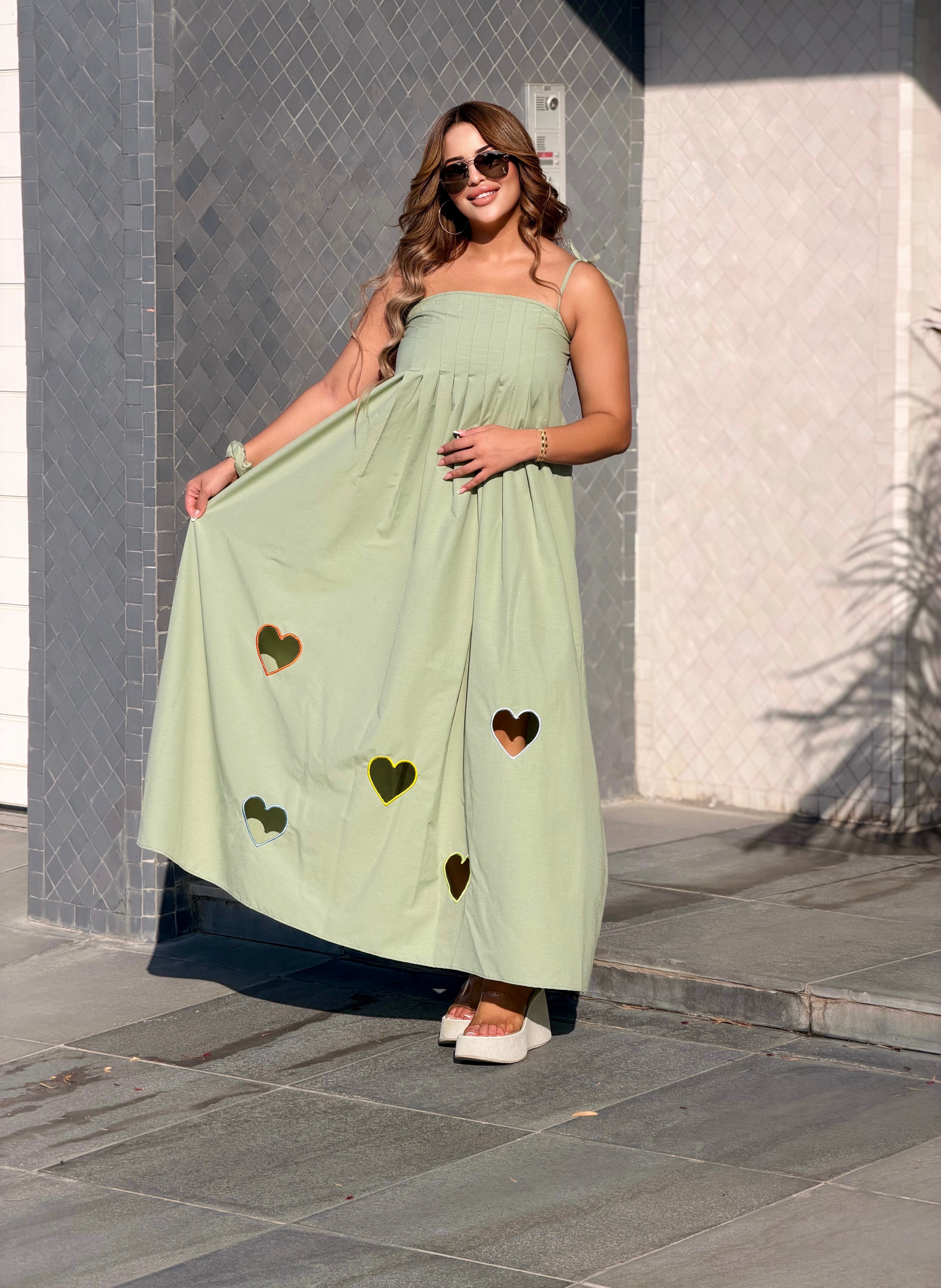 Robe Maxi "Cœur Bohème" Fluide (avec chouchou assorti)