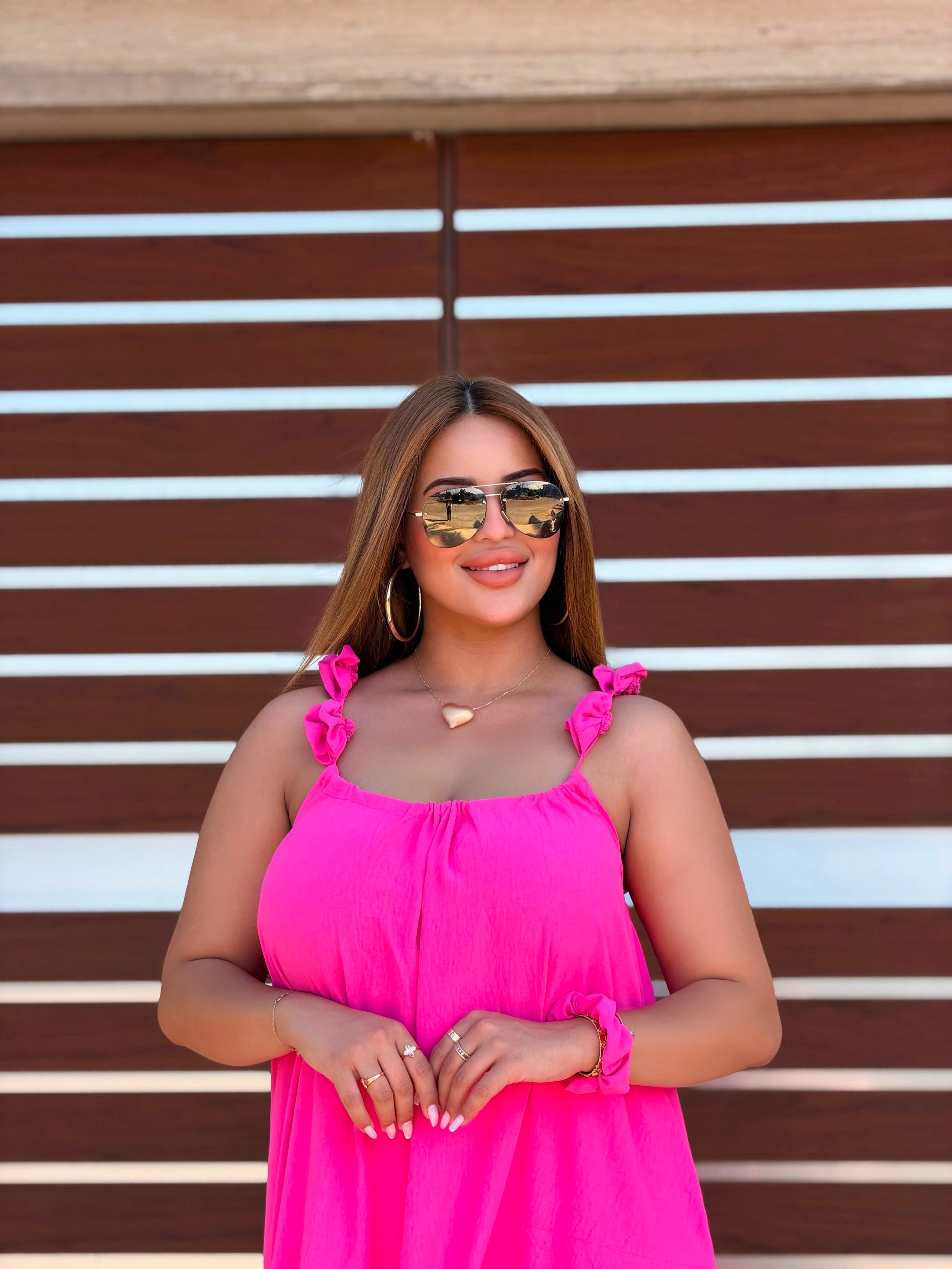 Robe Longue Fluide 'Rayon de Soleil' (avec chouchou assorti)